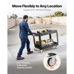 SucceBuy 550 lbs Utility Service Cart Kunststoff-Handwagen mit zwei Ablagen und 360° °   Schwenkräder für die Reinigung von Lagergaragen 4
