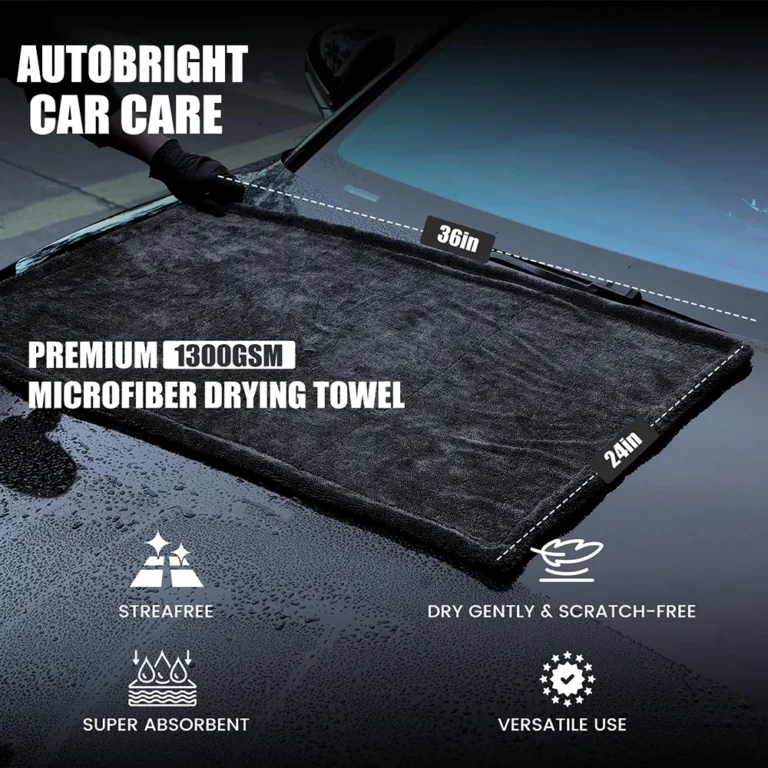 AUTOBRIGHT Mikrofaser 1300 g/m2 60 x 90 cm, 36 x 24 Zoll, ein Wischtuch, Trocknungstuch, Autowaschlappen, verdicktes, weiches, professionelles Auto-Reinigungswerkzeug 2