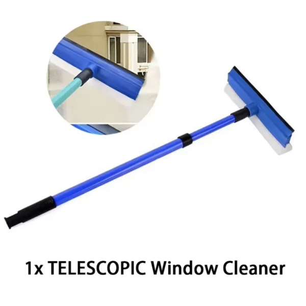 2-in-1-Teleskop-Fensterglasreiniger, Wischer, langer Griff, Schwammbürste, Fensterwischer, Rakel, Wischer, Reinigungswerkzeug