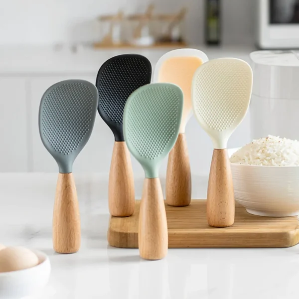 1Pcs Silikon Löffel Nicht-stick Kochen Löffel Anti-verbrühungen Topf Reis Hohe-temperatur-beständig Löffel langlebig Küche Gadgets