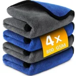 1–4 Stück Mikrofaser-Autowaschtuch, weich, schnell trocknend, für Fenster, Spiegel, Wischlappen, Zuhause, doppellagige Reinigungstücher, 500 g/m2