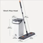 Spin Mop Set Flacher Boden mit Eimer JOYBOS 33 cm waschbare Mikrofaser Nass- und Trockensystem Reinigung Haus Mops Home Wohnzimmer Werkzeug 6