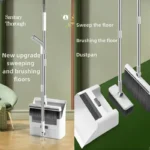 3-in-1 Besen-Kehrschaufel-Bodenbürsten-Set mit Kammzahn-Design, Anti-Haarknoten-Funktion, vertikale Aufbewahrung, Haushaltsreinigungsgeräte für Küche, Bad und Hartböden