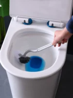 2 Stück PP-Toilettenbürste im japanischen Stil, S-förmiger Ellenbogen, weiß, grau, kein toter Winkel, weiche Fell-Toilettenbürste, Toilettenreinigungsbürste, langlebig 3