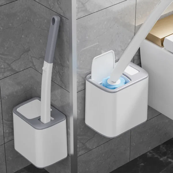 Einweg-Toilettenbürste, austauschbare, wandmontierte Toilettenbürste mit langem Griff, Reinigungswerkzeuge, WC-Badezimmerzubehör