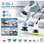 Multifunktionale elektrische Handreinigungsbürste – 9 austauschbare Bürstenköpfe, digitales Display, 4 Stunden Akkulaufzeit, 30-50 Minuten Betriebszeit, leistungsstarke Reinigungsbürste für Böden, Möbel, Badezimmer und Küchen, Tiefenreinigung für Ihr Zuhause.