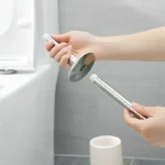 Toilettenbürste aus Edelstahl mit langem Griff, Badezimmer-Reinigungsbürste mit robuster Basis, Toilettenreiniger für die Tiefenreinigung auf dem Boden 6