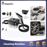 Podofo 1500W Tragbarer Handdampfreiniger, Hochtemperatur-Dampfreinigungsgerät mit Bürstenköpfen für Küche und Auto