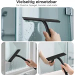 Silikon-Abzieher mit Haken, Schwarzer Duschabzieher für Bad, Küche, Auto, Fenster und Glasreinigung 5