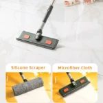 4-in-1-Fensterputzmopp, Fensterreiniger, Glaswischer, verlängert, drehbar, mit Silikonschaber, Fensterputzwerkzeuge für den Haushalt 2