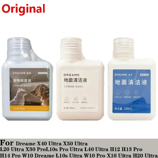 Original Dreame L40 Ultra AE / X40 Ultra / L10s Ultra Gen2 / X50 Ultra / H12 Pro / W10 Reinigungsflüssigkeit Teile Zubehör 200ml