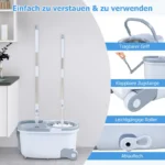 Mopp- und Eimer-Set mit 7 runden Moppbezügen und 1 rechteckigem Moppbezug 4