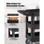 SucceBuy 2/3 Shelf Utility Service Cart Dolly mit 360° °   Schwenkräder Ergonomischer Aufbewahrungsgriff für Lager/Garage/Reinigung 5