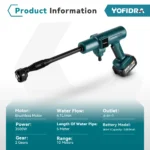 YOFIDRA 200Bar Bürstenlose Elektrische Hochdruck Wasser Spritzpistole 3500W 6IN1 Auto Sauber Waschmaschine Garten Werkzeug Für makita Batterie Pin 2