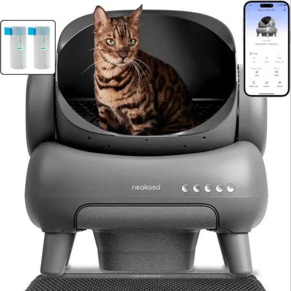 Neakasa Oben offene Katzenklo selbstreinigend Katzentoilette, Große Fassungsvermögen, mit Katzenstreu Matte, für mehrere Katzen