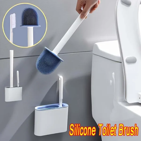 Silikon-Toilettenbürstenreiniger für die Badezimmerreinigung, WC-Zubehör, langer Griff, flexible Reinigungsbürste, Badezimmerzubehör