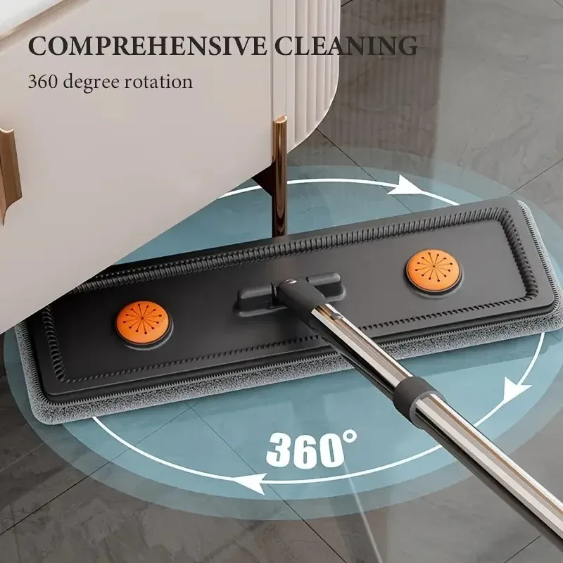 JOYBOS 40 cm Spin Flat Mop & Bucket Set – 360 °   Reinigung der Nass-Trocken-Trennung für Hartholz-/Laminat-/Vinylfliesen 2