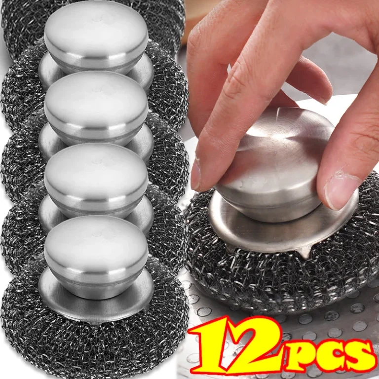 1/12Pcs Edelstahl Wäscher mit Griff Scheuer Pinsel Pad für Küche Töpfe Pfannen Waschbecken Reinigung Ball Hause schrubben Pinsel