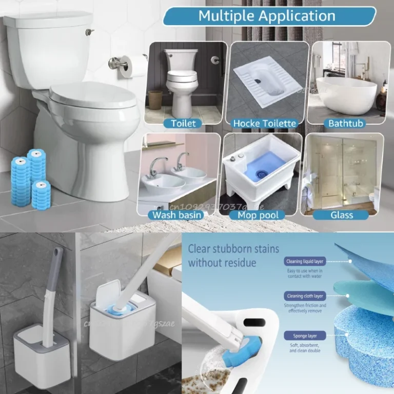 Einweg-Toilettenbürste, austauschbare, wandmontierte Toilettenbürste mit langem Griff, Reinigungswerkzeuge, WC-Badezimmerzubehör 2