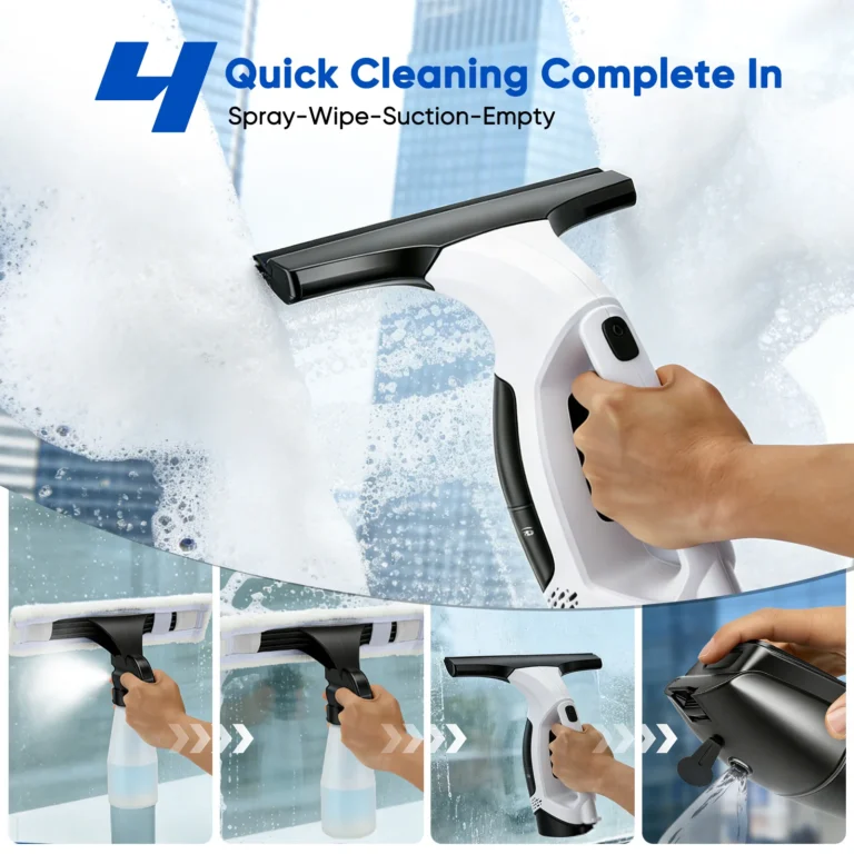 Kabelloser elektrischer Fensterstaubsauger-Set, Sprühreinigungswerkzeug, 10-Zoll-Abzieherblatt für Duschen, Glas, Arbeitsplatten, Fliesen, 2200 mAh 2