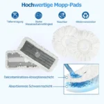 Mopp- und Eimer-Set mit 7 runden Moppbezügen und 1 rechteckigem Moppbezug 6