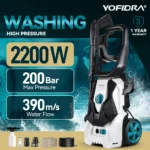 YOFIDRA 200Bar 2200W Elektrischer Hochdruckreiniger Autowaschpistole Gartenreiniger Wassersprühpistole 180° °   Verstellbare Düse