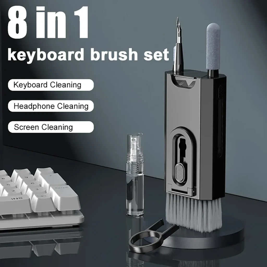 8-in-1-Reinigungsset, Computer-Tastatur-Reinigungsbürste, Kopfhörer-Reinigungsstift für Headset, IPad, Telefon, Reinigungswerkzeuge, Tastenkappen-Abzieher