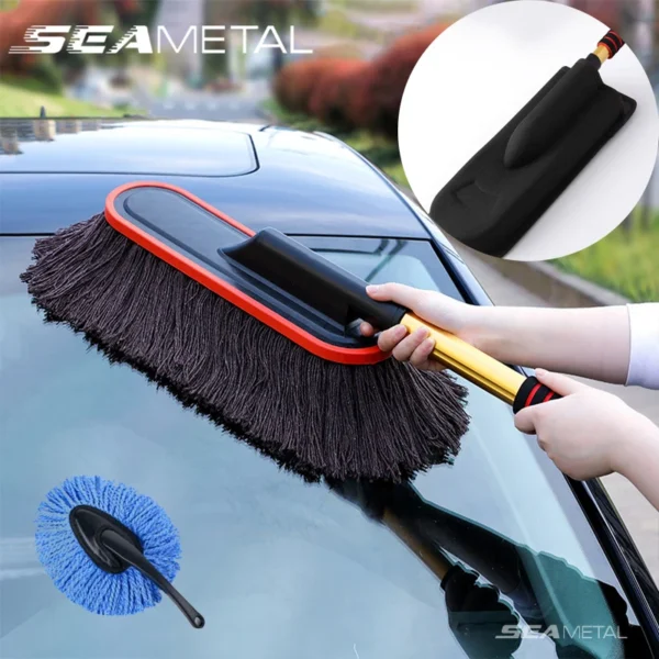 SEAMETAL Mikrofaser-Autostaubtuch, verstellbar, teleskopisch, für Autoreinigung, Staub, Moppborsten, Bürsten für Autowaschzubehör