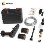 CONENTOOL 21V Kabelloser Hochdruckreiniger 100 Bar Tragbarer Autowascher 6-in-1 Sprühdüse Doppelbatterie Selbstansaugendes Reinigungsset 6