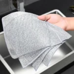 1/50 Stück Magisches Spültuch mit Silberdraht, Reinigungstuch für die Küche, Verdicktes Mikrofaser-Waschtuch mit Integriertem Schwamm und Stahldrahtkugel 3
