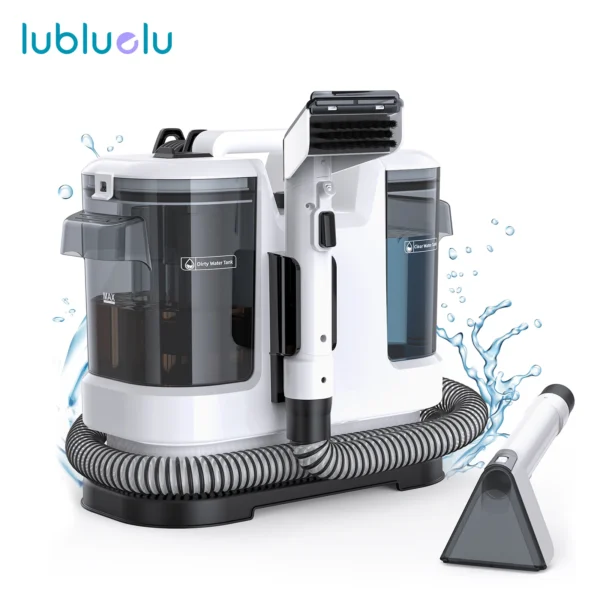 Lubluelu V6 Leistungsstarker Teppichreiniger 13,5 kPa Leistungsstarke Reinigungsmaschine Spot-Dampfreiniger für Sofa, Vorhang, nasse Stoffe, 1,75 l Doppeltanks