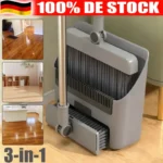 Multifunktionales 3-in-1-Bodenreinigungsset in Grau, Kombination aus Besen + Kehrschaufel + Handbodenbürste, Haushaltsreinigungsset, nur mit zwei langen Griffen für die Reinigung von Wohnungen, Büros und Innenräumen. 7