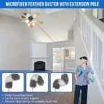 Mikrofaser-Staubwedel mit 286 cm Teleskopstange für Hohe Decken, Reinigung von Ventilatoren und Spinnweben, Wiederverwendbar und Waschbar 5
