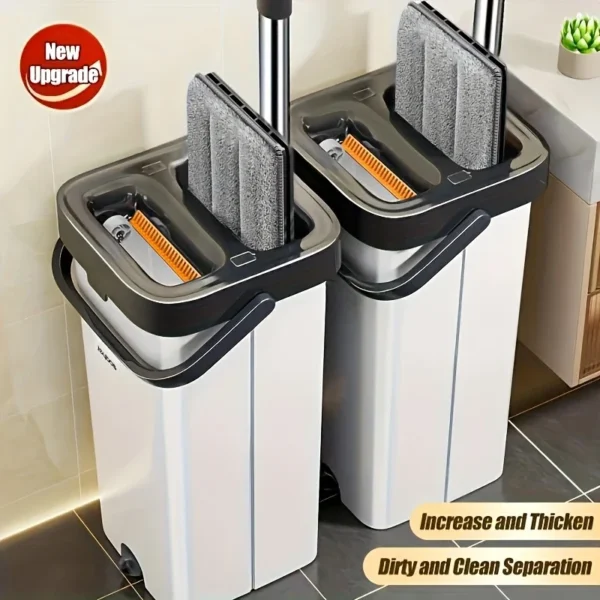 Spin Mop Set Flacher Boden mit Eimer JOYBOS 33 cm waschbare Mikrofaser Nass- und Trockensystem Reinigung Haus Mops Home Wohnzimmer Werkzeug