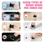 7-in-1 elektrische Reinigungsbürste, kabellose Reinigungsbürste, rotierende Badezimmer-Reinigungsbürste, 2 Geschwindigkeitsstufen, 7 austauschbare Bürstenköpfe 5