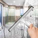 Duschabzieher aus Edelstahl für Duschtüren mit Haken, für Haushalt, Badezimmer, Fenster, Spiegel, Glas, Reinigungswerkzeug für Zuhause 2