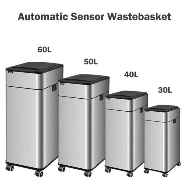 Intelligenter Mülleimer 20 30 40 50 60 Liter Papierkorb Großer Küchenmüllwürfel Zuhause Automatischer Edelstahl-Mülleimer Mülleimer