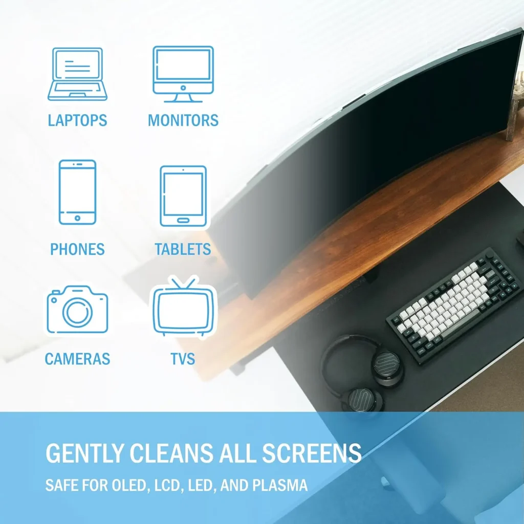 Bildschirmreiniger-Spray- und Tuchset – sicher für LED-, LCD-, OLED-Fernseher, Monitore, Laptops und Auto-Displays – streifenfreie Reinigungslösung 2