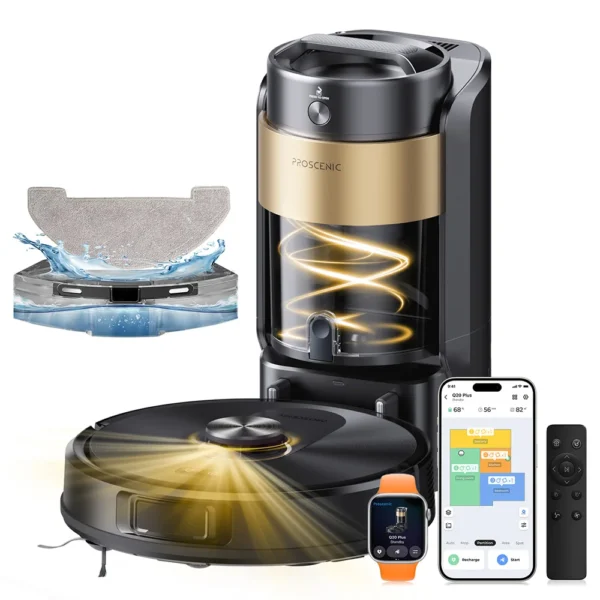 Proscenic Q20 Plus Roboter-Staubsauger mit Wischfunktion, 10000Pa, 200 Min. Laufzeit, Selbstentleerung, Nav-Lidar-Kartierung, für Teppiche & Haustiere