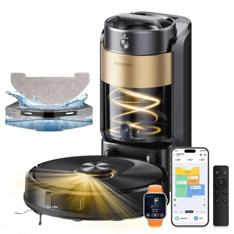 Proscenic Q20 Plus Roboter-Staubsauger mit Wischfunktion, 10000Pa, 200 Min. Laufzeit, Selbstentleerung, Nav-Lidar-Kartierung, für Teppiche & Haustiere