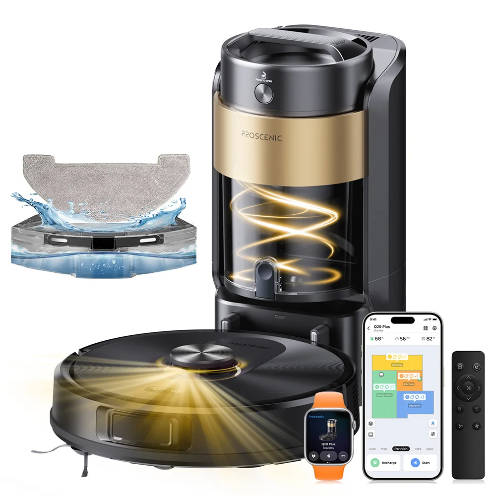 Proscenic Q20 Plus Roboter-Staubsauger mit Wischfunktion, 10000Pa, 200 Min. Laufzeit, Selbstentleerung, Nav-Lidar-Kartierung, für Teppiche & Haustiere Proscenic Q20 Plus Roboter-Staubsauger mit Wischfunktion, 10000Pa, 200 Min. Laufzeit, Selbstentleerung, Nav-Lidar-Kartierung, für Teppiche & Haustiere