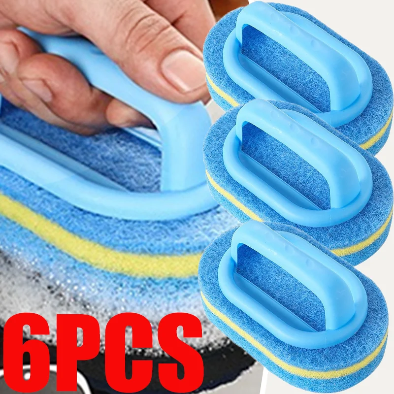 6/3/1Pcs Haushalts Reinigung Pinsel mit Griff Schwamm High-Density Dicke Scheuer Pad Küche Bad Wc wand Sauber Pinsel 6/3/1Pcs Haushalts Reinigung Pinsel mit Griff Schwamm High-Density Dicke Scheuer Pad Küche Bad Wc wand Sauber Pinsel