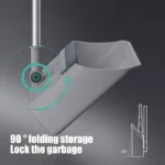 Multifunktionales 3-in-1-Bodenreinigungsset in Grau, Kombination aus Besen + Kehrschaufel + Handbodenbürste, Haushaltsreinigungsset, nur mit zwei langen Griffen für die Reinigung von Wohnungen, Büros und Innenräumen. 4