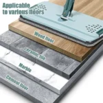 Flacher Quetschmopp mit Eimer, freihändig schwenkbarer Bodenreinigungsmopp, Mikrofaser-Wischpads, Nass- oder Trockengebrauch auf Hartholzlaminat 5