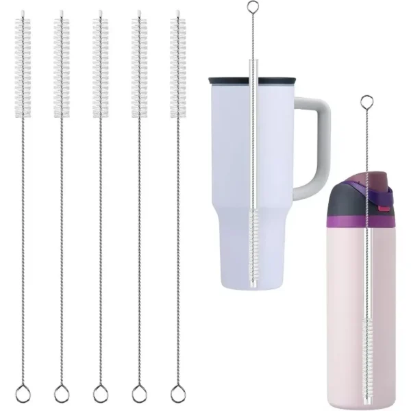5/10/20 Stück Trinkhalm-Reinigungsbürsten-Set, Rohrbürste, Nylon, Edelstahl, langer Griff, Reinigungsbürsten für Babybecher, Flaschen