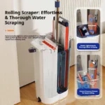 Freihändiger Flachmop mit Eimer, 40cm Großes Wischpad, 360° Drehbar °   Rotierender Nass- und Trockenwischmopp mit Anti-Verhedderungs-Funktion für den Haushalt 6