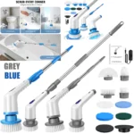 DayPlus 10-in-1 elektrischer Schleuderschrubber, kabellos, wiederaufladbar, elektrische Reinigungsbürste, verstellbarer Griff, Duschreinigungsbürste