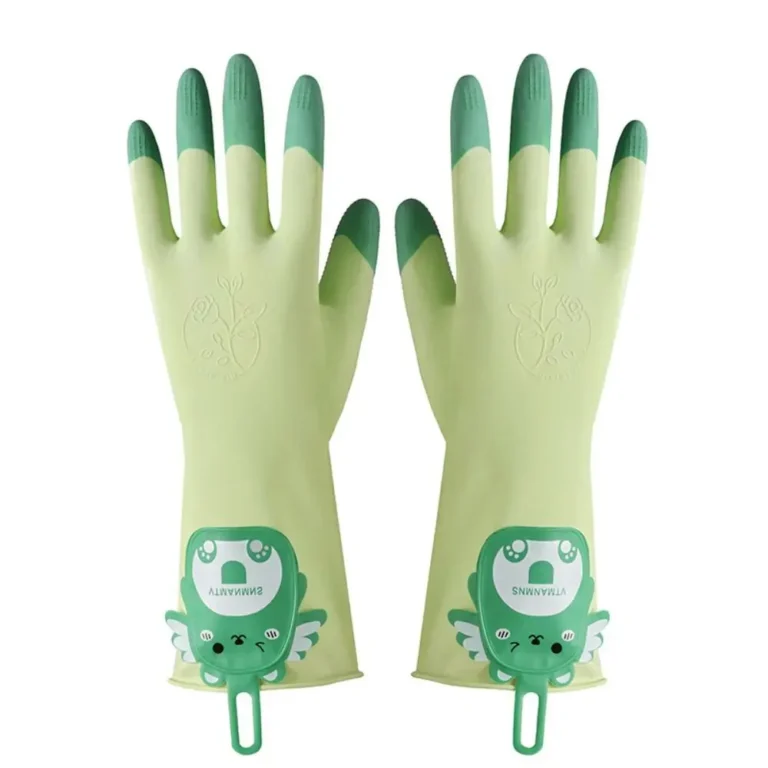 1 Paar rutschfeste Spülhandschuhe mit Cartoon-Motiv, verlängerte Wäsche-Reinigungshandschuhe, wiederverwendbare, reißfeste Küchen-Reinigungshandschuhe 2