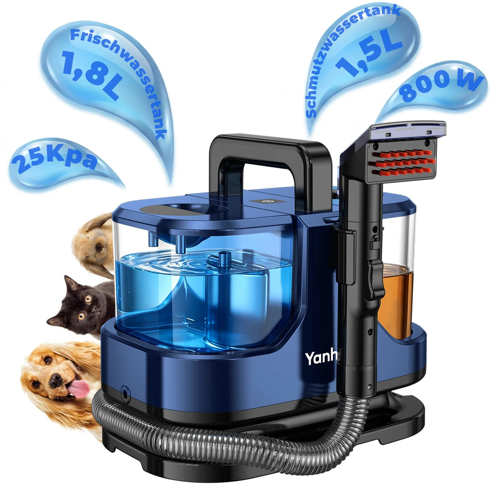 Yanhama R13 Handstaubsauger für Teppiche 800W 25Kpa Kabelgebundene Fleckenreinigungsmaschine 1,1m Schlauch Tragbarer Nass-Textilreiniger für Sofa und Auto Yanhama R13 Handstaubsauger für Teppiche 800W 25Kpa Kabelgebundene Fleckenreinigungsmaschine 1,1m Schlauch Tragbarer Nass-Textilreiniger für Sofa und Auto