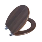 SINOBATH Universeller Toilettendeckel mit Absenkautomatik, WC-Sitz aus Holz, MDF-Toilettendeckel, Tragfähigkeit bis 190 kg, Zinklegierungsscharnier, antibakteriell und leicht zu reinigen, geeignet für 18-Zoll-Toiletten 6